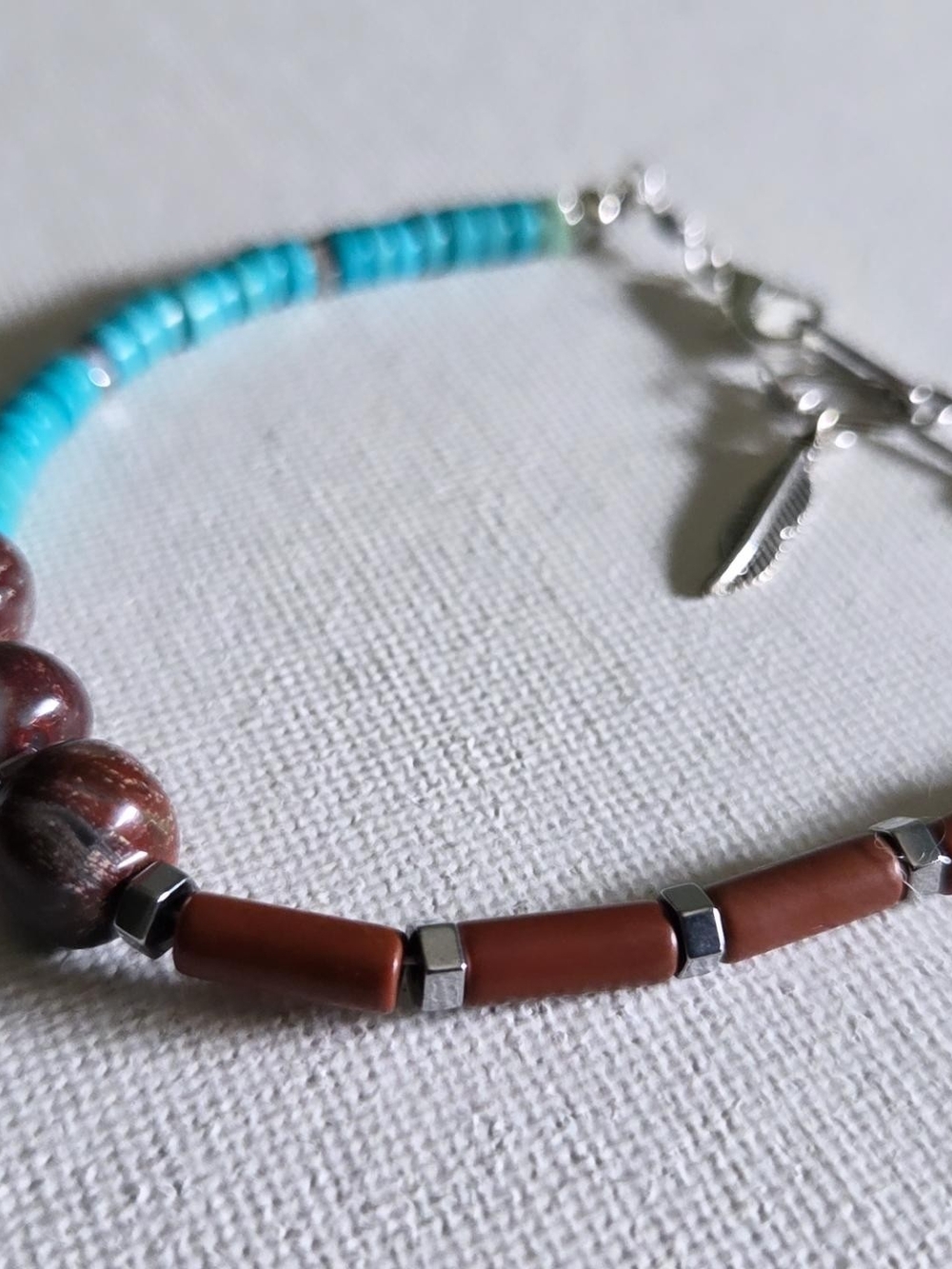 Mens Jasper And Turquoise Bracelet